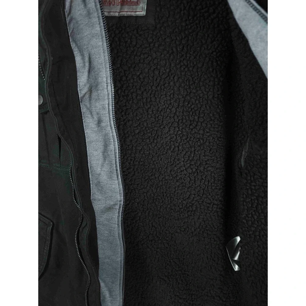 Levis Mens Sherpa Lined Field Jacket with Hood Black Canvas Military Coat